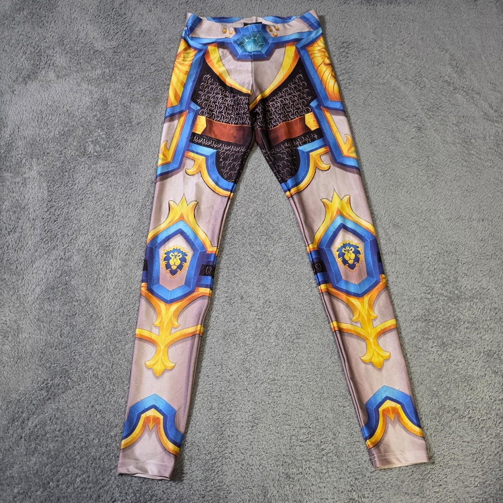 Wild Bangarang Womens M Leggings Blue World of Warcraft Alliance Armor Print